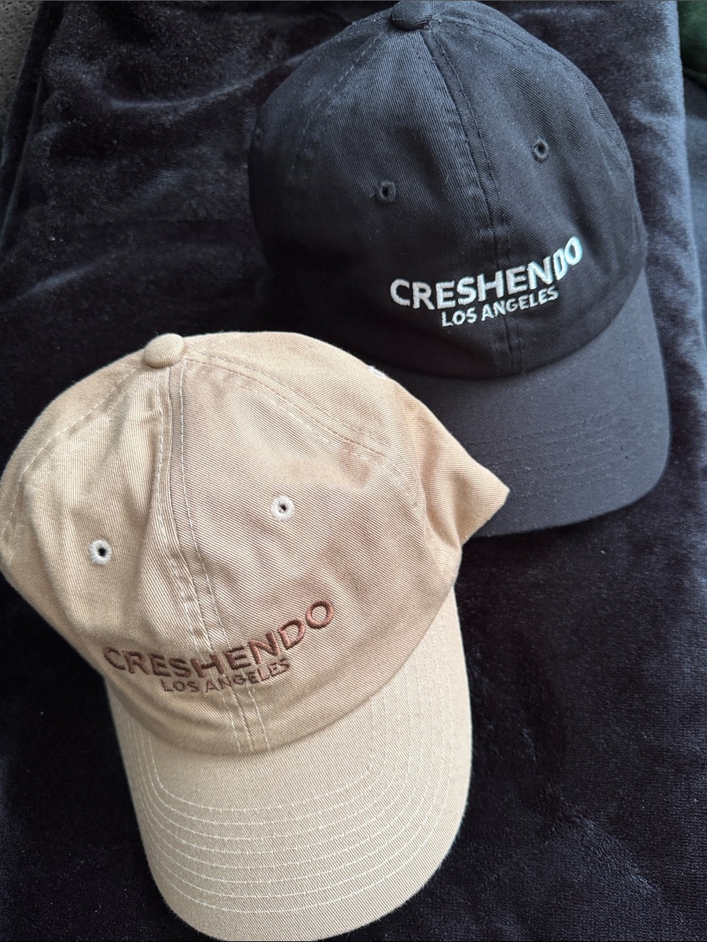 Private Label boutique brand baseball cap in black and khaki adjustable fit